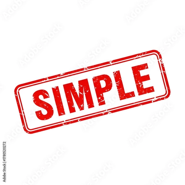 Obraz Red distressed rubber stamp with the word simple in bold letters isolated on transparent background