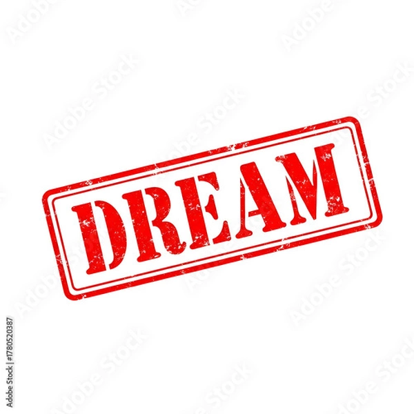 Fototapeta Red distressed rubber stamp with the word dream imprinted isolated on transparent background