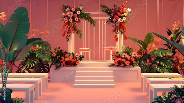 Obraz 3d Isometric Wedding venue decorated stage