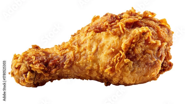 Fototapeta Spicy fried and grilled chicken wings on a plate with sauce, or isolated on white, perfect for a gourmet snack or appetizer