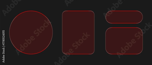 Fototapeta Neon light frame liquid glass effect UI elements for mobile phone ux, web interface, tech and hud