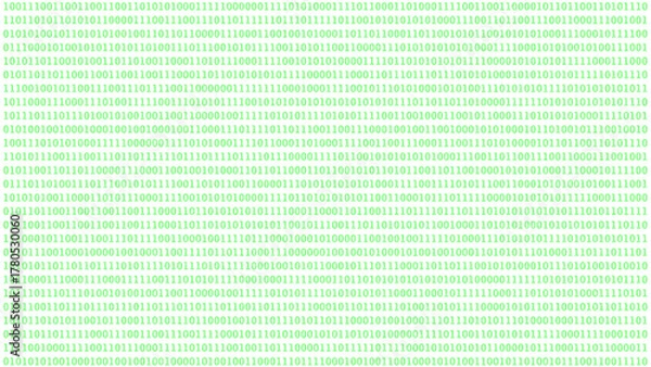 Fototapeta Group of binary number system applied from green micro spot on isolate white background. PNG file, 16:9 format.