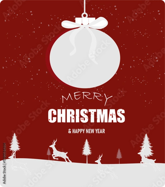 Fototapeta New Christmas Vector Design. Christmas and New Year background with gifts in winter. Christmas card. Vector illustration.