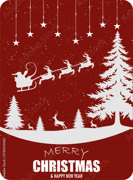Fototapeta New Christmas Vector Design. Christmas and New Year background with gifts in winter. Christmas card. Vector illustration.