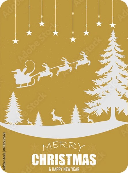 Fototapeta New Christmas Vector Design. Christmas and New Year background with gifts in winter. Christmas card. Vector illustration.