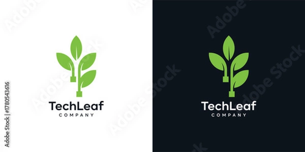 Obraz Creative Tree digital technology logo design, leaf logo design with modern style template, symbol, icon, vector, creative idea.