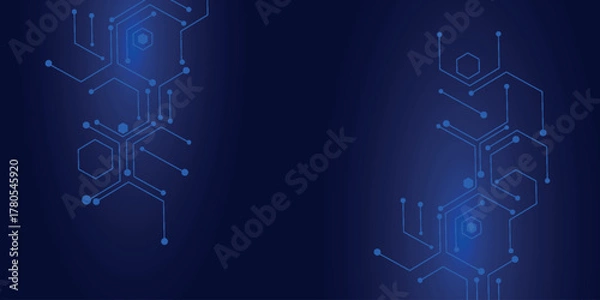 Obraz Abstract background with a modern and futuristic digital technology concept. Background design with glowing lines and dots. Vector illustration VOL. 2