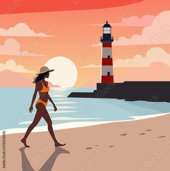 Fototapeta girl on the beach