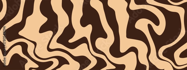 Obraz Brown swirl pattern with chocolate cream texture and flowing wave vector bg. Abstract coffee background shows candy melt effect for sweet marble art design.