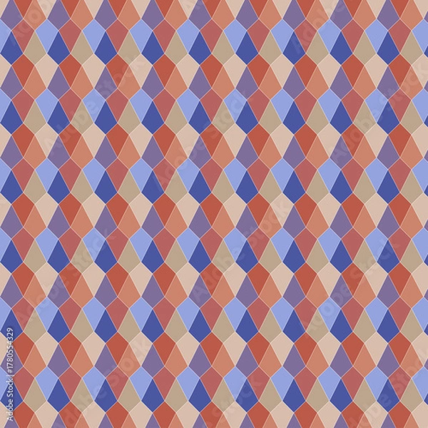 Fototapeta Abstract geometric background of geometric blue, red, beige shapes in the form of quadrangles.
