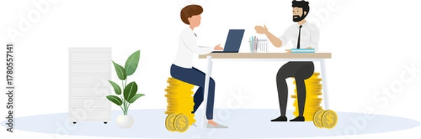 Obraz Gender pay gap concept showing unequal salary