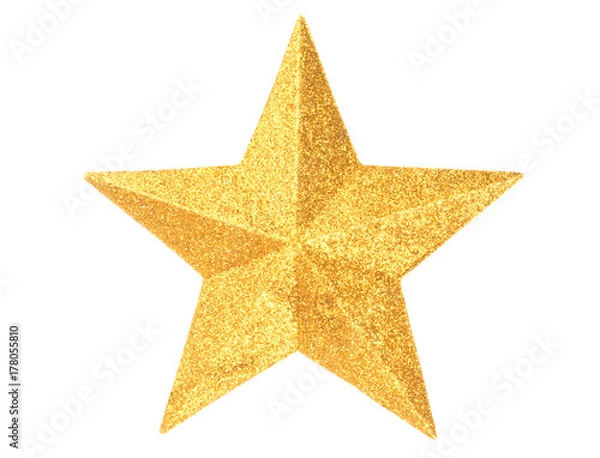 Obraz Gold Christmas star on white