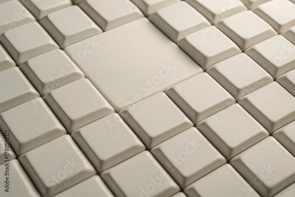 Fototapeta Unique tile pattern with a smooth central square on a neutral background showcasing modern design elements and texture