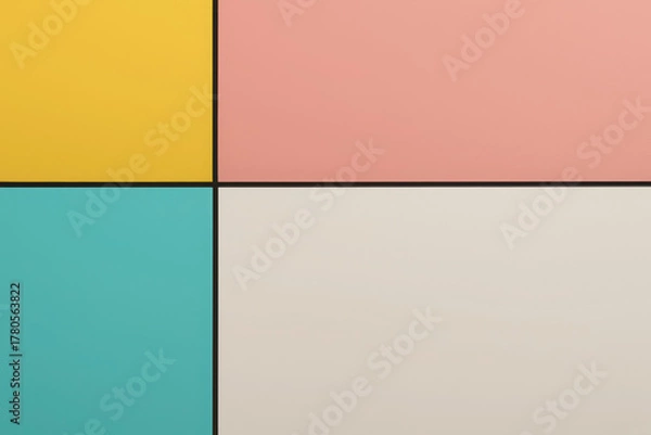 Obraz Colorful geometric wall design featuring pastel shades in a modern setting