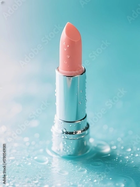 Obraz A single lipstick, pastel coral shade reflecting aqua tone