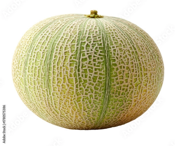 Obraz A close-up shot of a cantaloupe melon, showing its textured rind and shape.