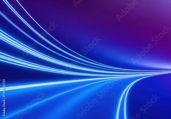 Fototapeta Abstract blue and purple light trails speed motion background