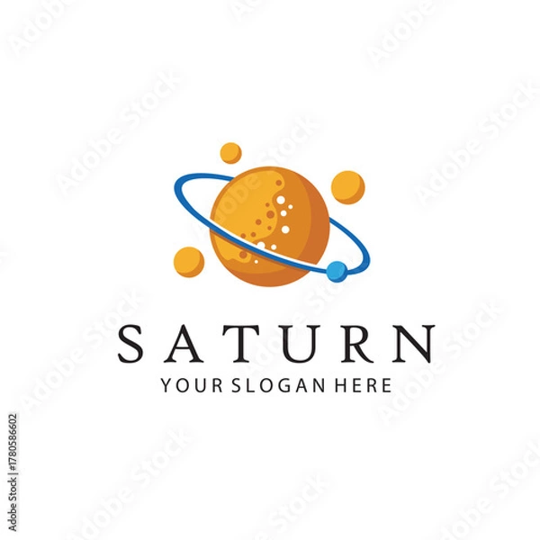 Fototapeta design of planet saturn with stars isolated on white background