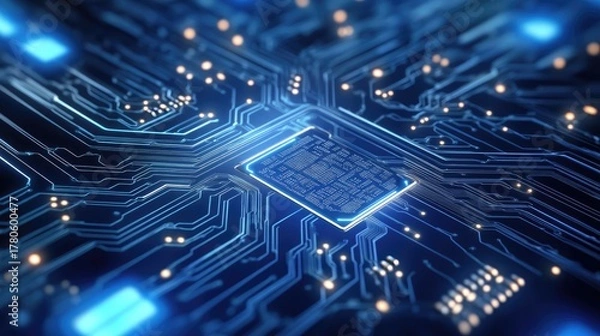 Fototapeta Close-up view of a complex circuit board.