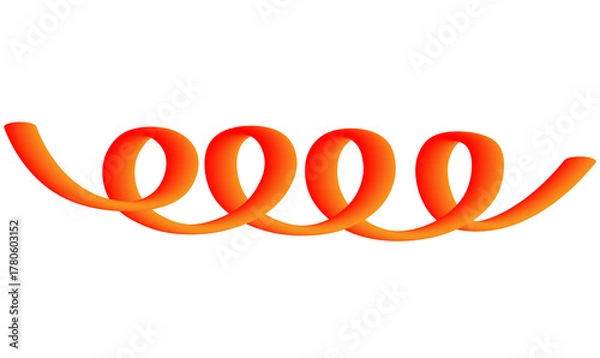 Fototapeta Vibrant Orange 3D Spiral Ribbon Curve on transparent Background – Abstract Twisting Shape Design