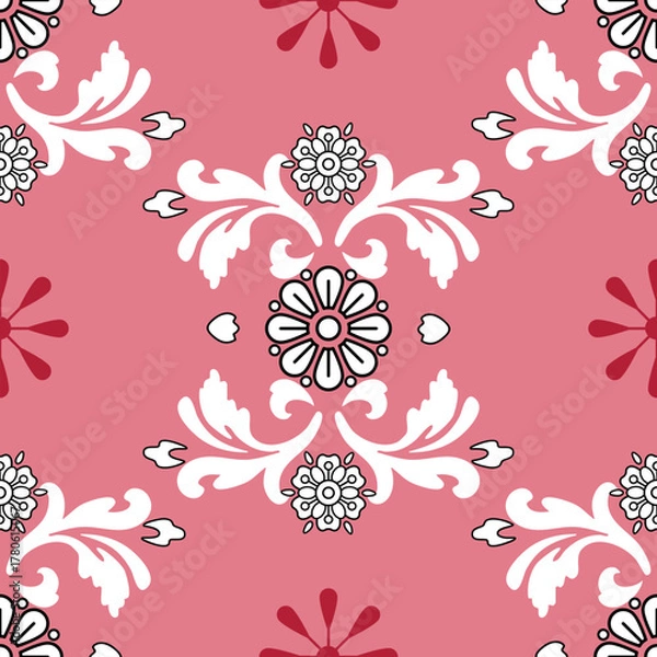 Fototapeta Geometric, ethnic oriental ikat seamless pattern treditional Design for background, carpet wallpaper, clothing, wrapping, batik, fabric, Vector illustration, embroidery style.  
