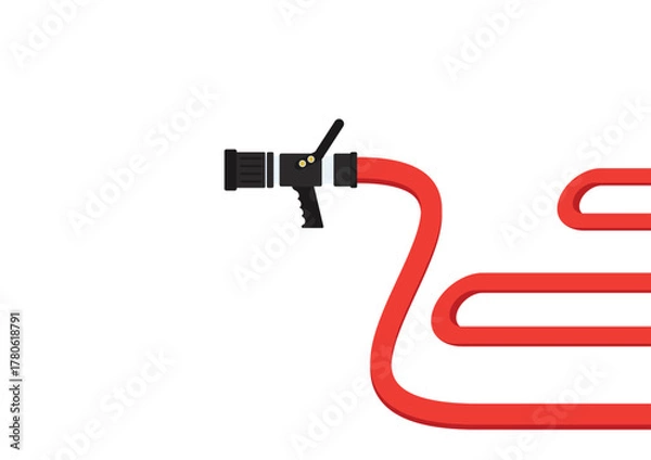Obraz Fire Hose Nozzle Vector. Vector Illustration Isolated on White Background. 