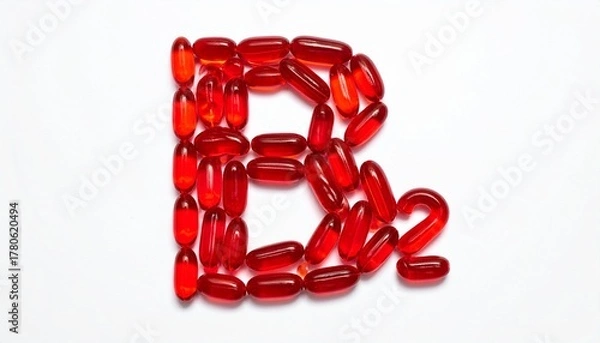 Obraz red pills on white background