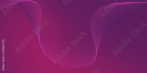 Fototapeta  purple pink color gradient background blurred with abstract glowing wave lines. neon color flow grainy texture effect futuristic banner design.