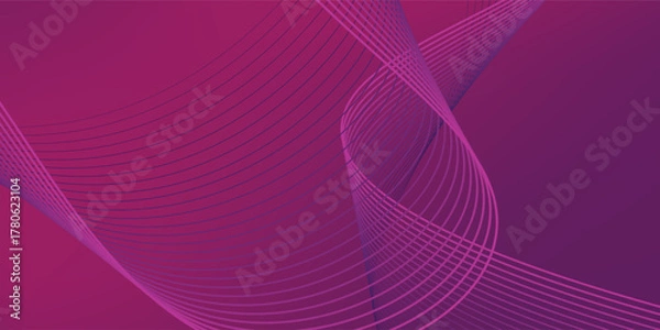 Fototapeta  purple pink color gradient background blurred with abstract glowing wave lines. neon color flow grainy texture effect futuristic banner design.