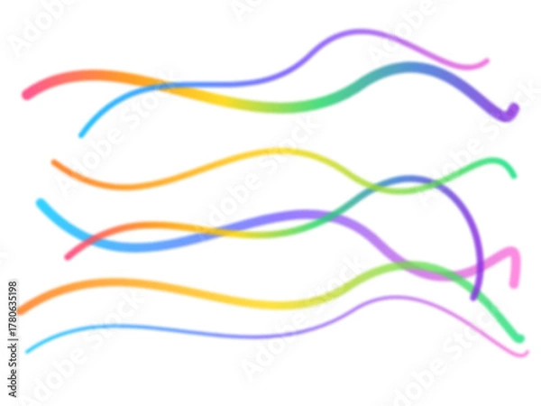 Fototapeta Abstract Gradient Wavy Lines in Spectrum Colors on White Background