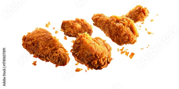 Fototapeta Flying Fried Chicken: Crispy Delight