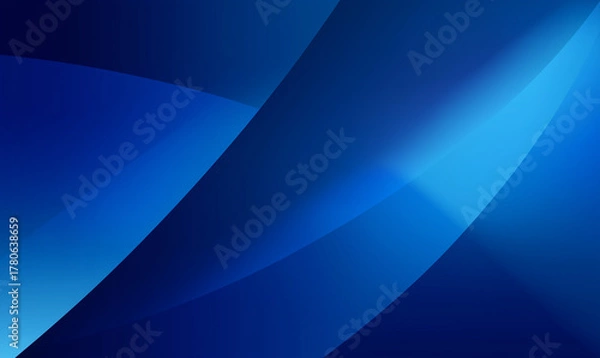 Fototapeta Abstract blue curved wave background with smooth gradient and light effects