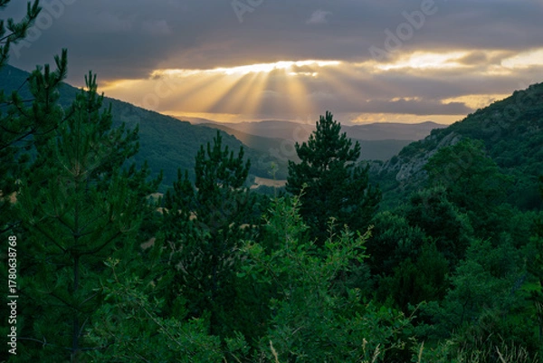Obraz sunset over the mountains