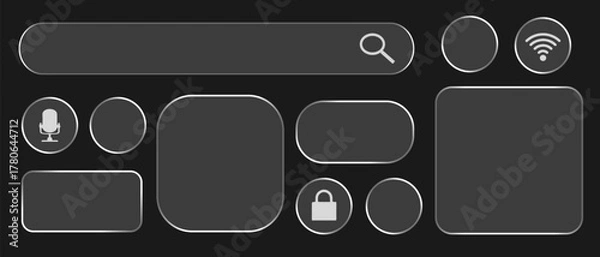 Fototapeta Light Liquid glass effect UI frame for smartphone and web app, vector	
