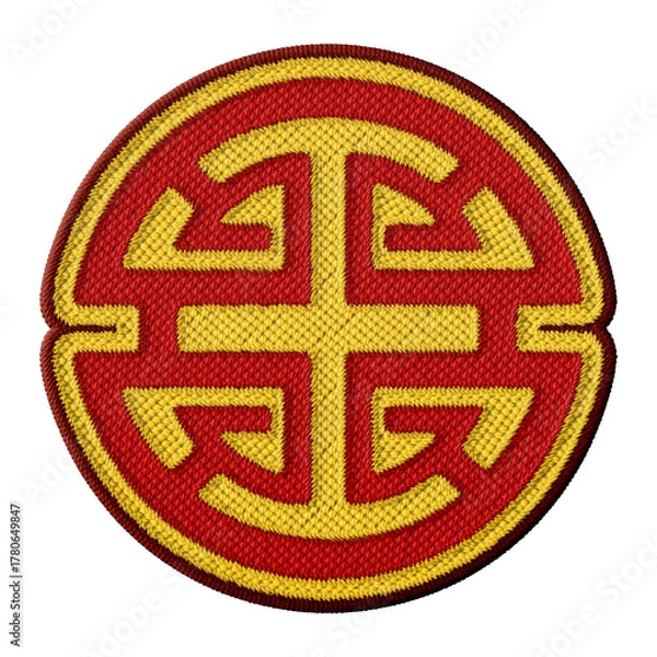 Fototapeta Chinese Lu Sanxing symbol embroidery patch illustration isolated on transparent background