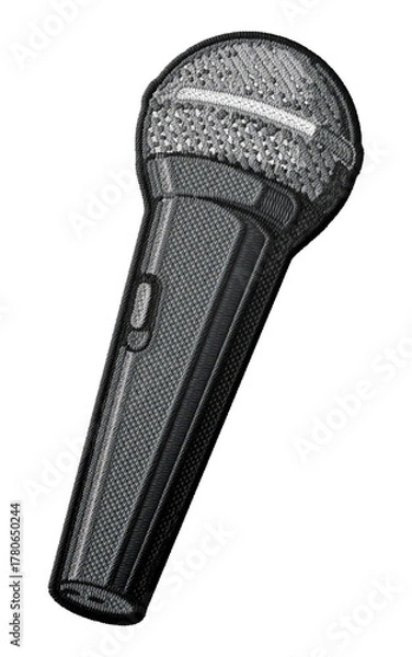 Fototapeta Microphone embroidery patch illustration isolated on transparent background