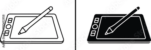 Fototapeta Graphic Drawing Tablet Icon – Digital Art Pad with Stylus Illustration