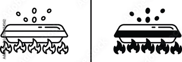 Obraz Cooking Steamer Tray Over Flame Icon – Food Preparation Illustration