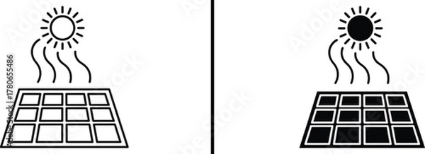 Obraz Solar Panel with Sun Icon – Renewable Solar Energy Illustration