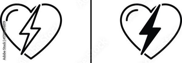 Obraz Broken Heart with Lightning Symbol Vector Design