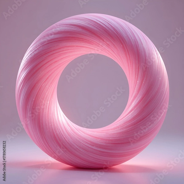 Obraz A gradient pink torus made of soft fibers, glowing light reflections.