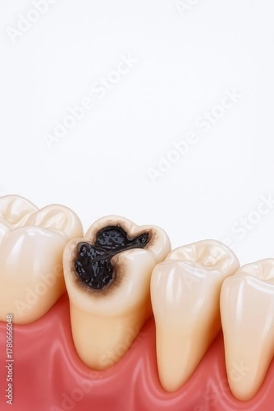 Obraz Tooth decay illustration with cavity on molar
