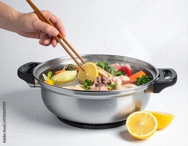 Obraz 肉と野菜のレモン鍋