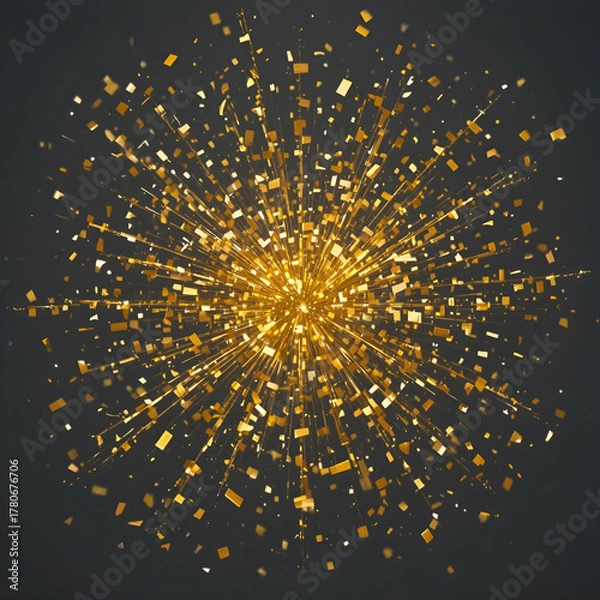 Obraz A golden confetti explosion isolated on a transparent background.