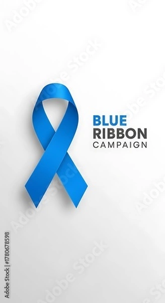 Fototapeta Minimalist layout with blue ribbon and modern typography, Blue November, Men's Health Awareness