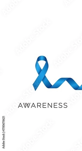 Fototapeta Minimalist layout with blue ribbon and modern typography, Blue November, Men's Health Awareness