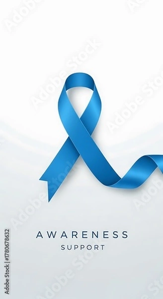Fototapeta Minimalist layout with blue ribbon and modern typography, Blue November, Men's Health Awareness