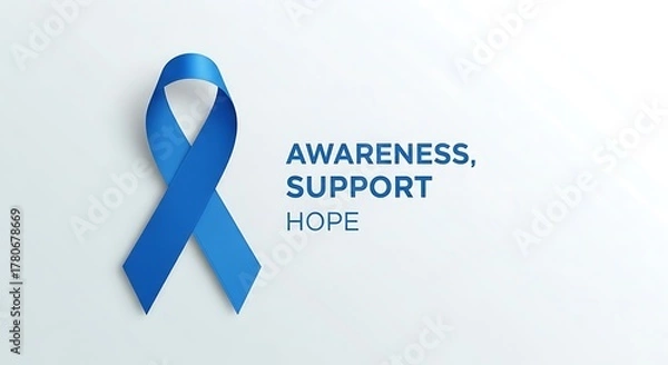 Fototapeta Minimalist layout with blue ribbon and modern typography, Blue November, Men's Health Awareness