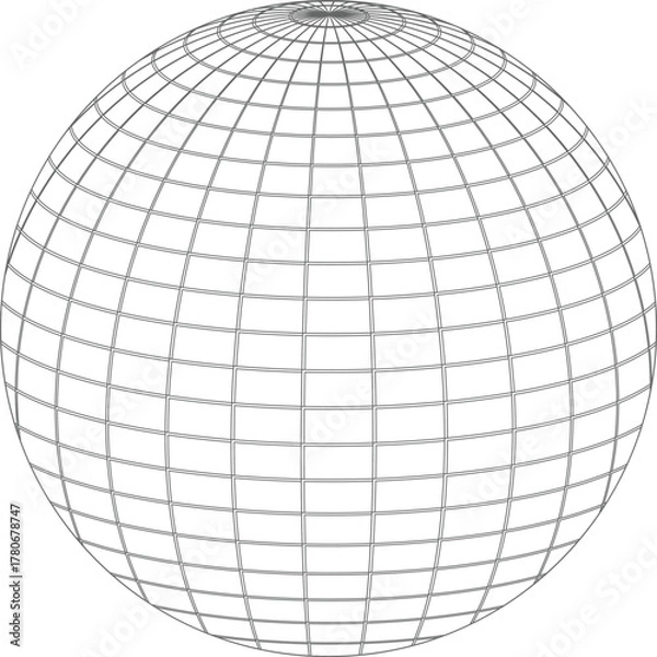 Obraz Wireframe globe grid sphere with latitude and longitude lines abstract geometric shape