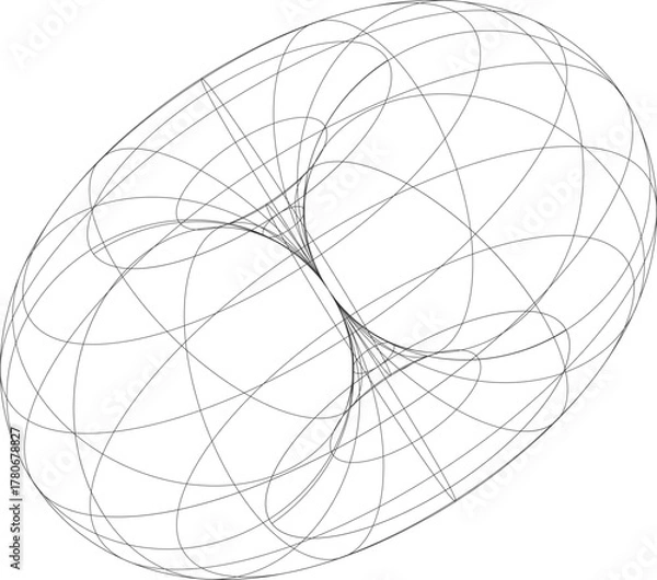 Obraz Abstract 3d wireframe torus knot with intersecting curves and geometric complexity
